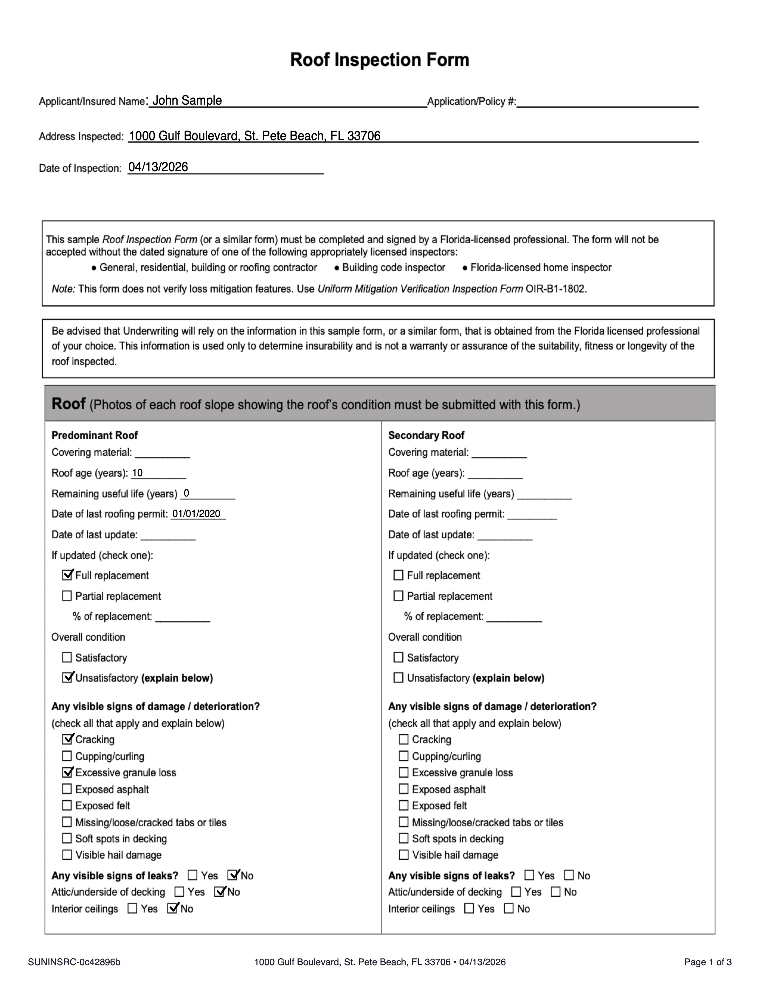 Roof Certification Page 1 preview